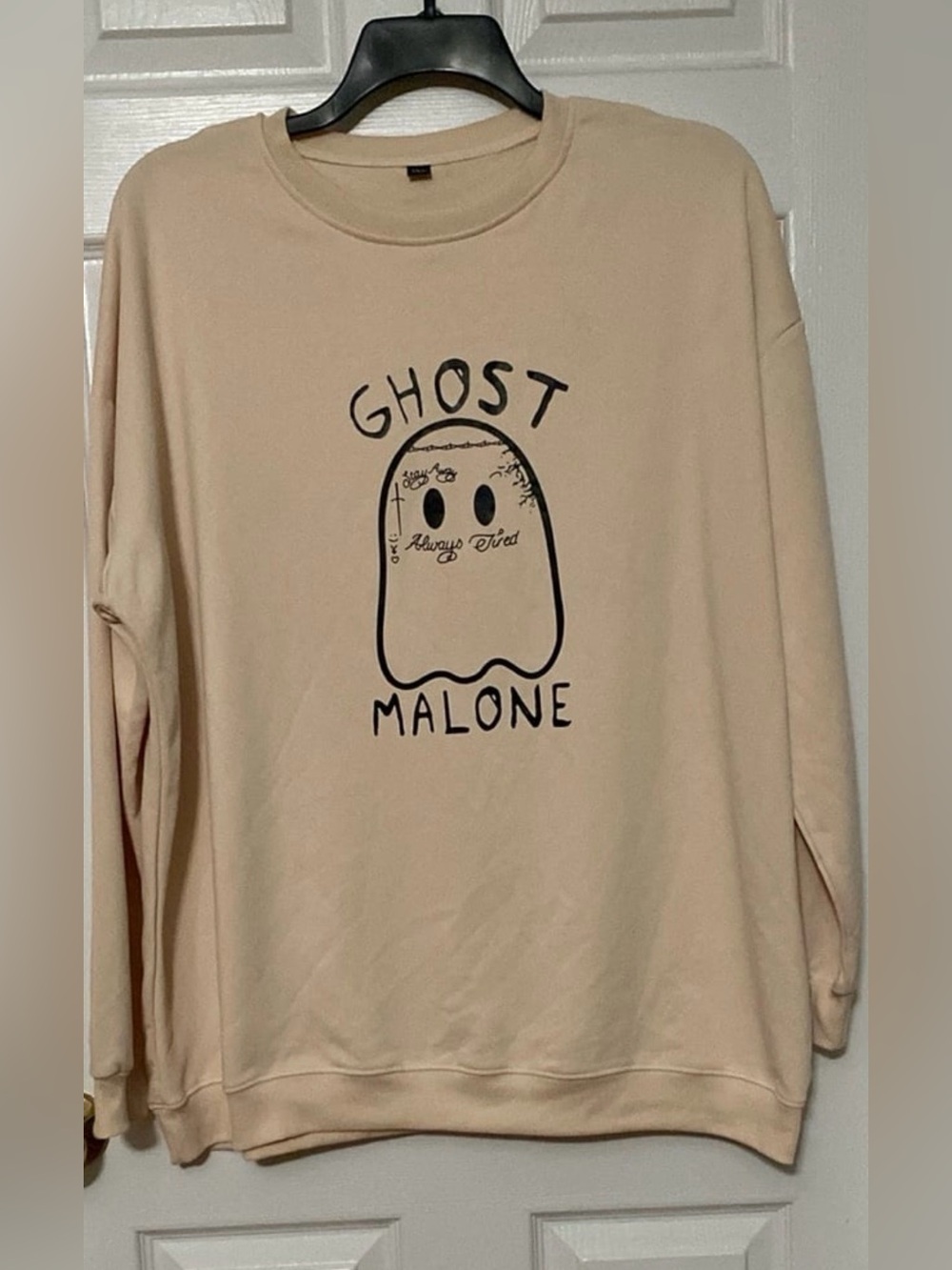 Cream and Black Ghost Malone Sweatshirt-3XL